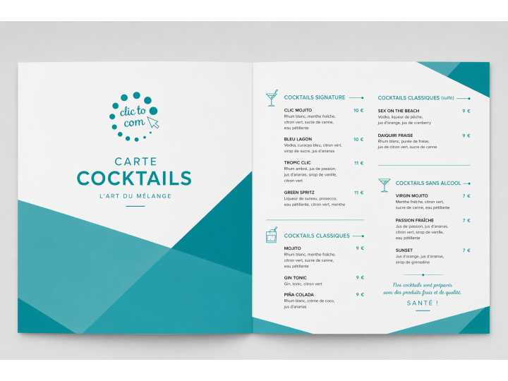Menu à pli