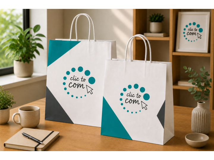 Sac kraft blanc avec anses Torsadées